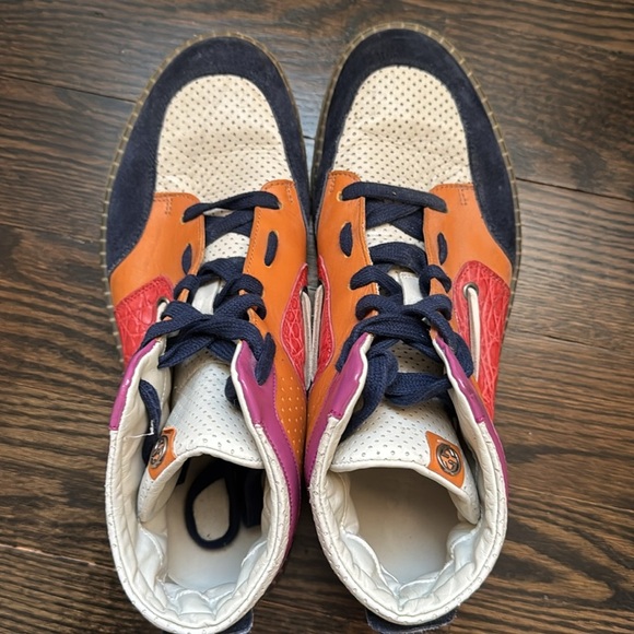 🟤 AUTHENTIC GUCCI HIGH-TOP SNEAKERS MULTICOLOR PVC 309521-Men’s Size 8 - Picture 8 of 13